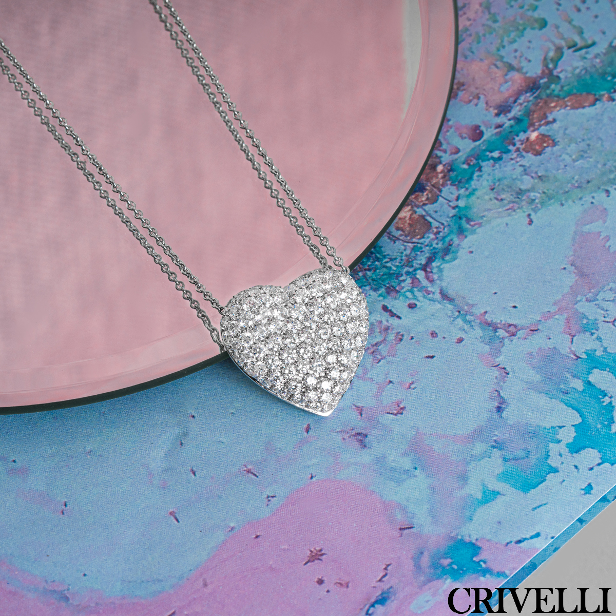 Crivellli White Gold Diamond Heart Pendant 2.34ct